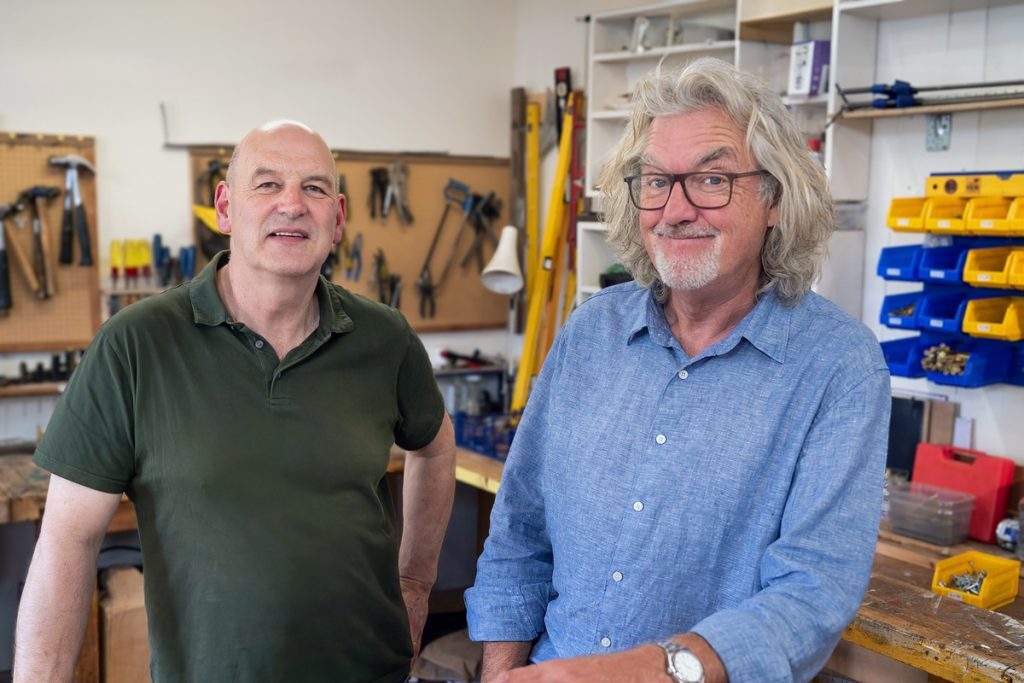 Sheddington Chair Dr Mark Aston and TV presenter Patron James May
